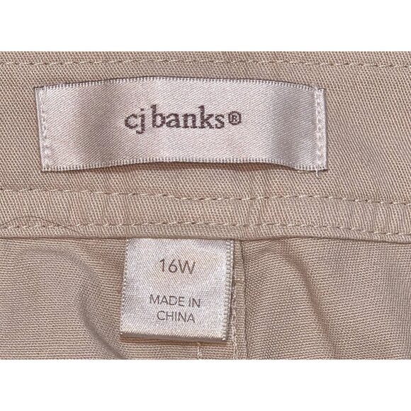 Cj Banks Womens Beige Capri Pants Straight Fit Stretch Size 16W Generous Waist - Picture 6 of 7